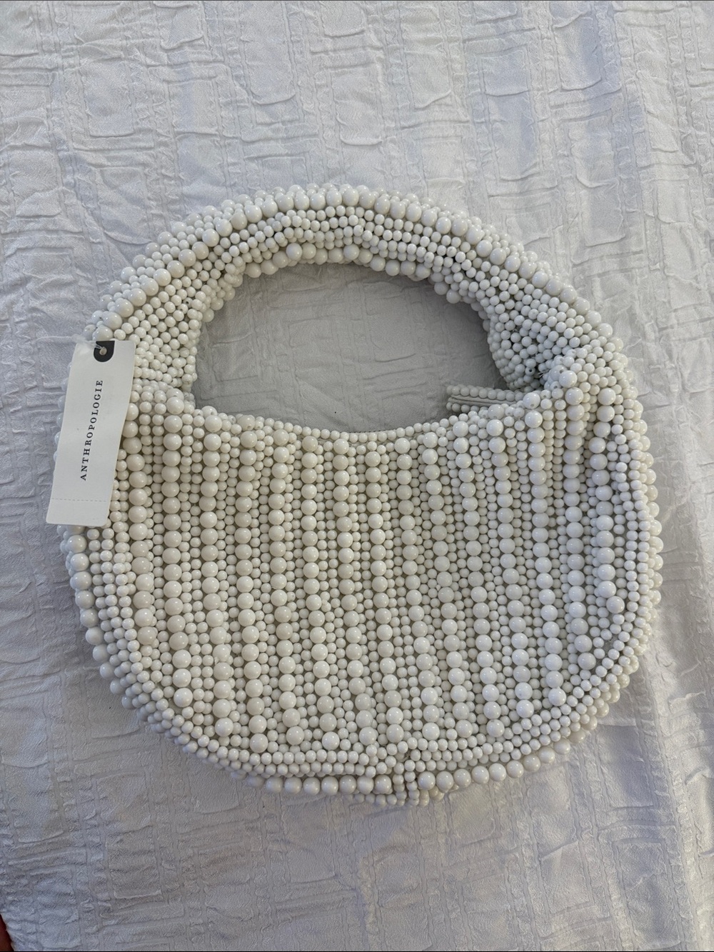 Maeve White Beaded Shoulder Bag